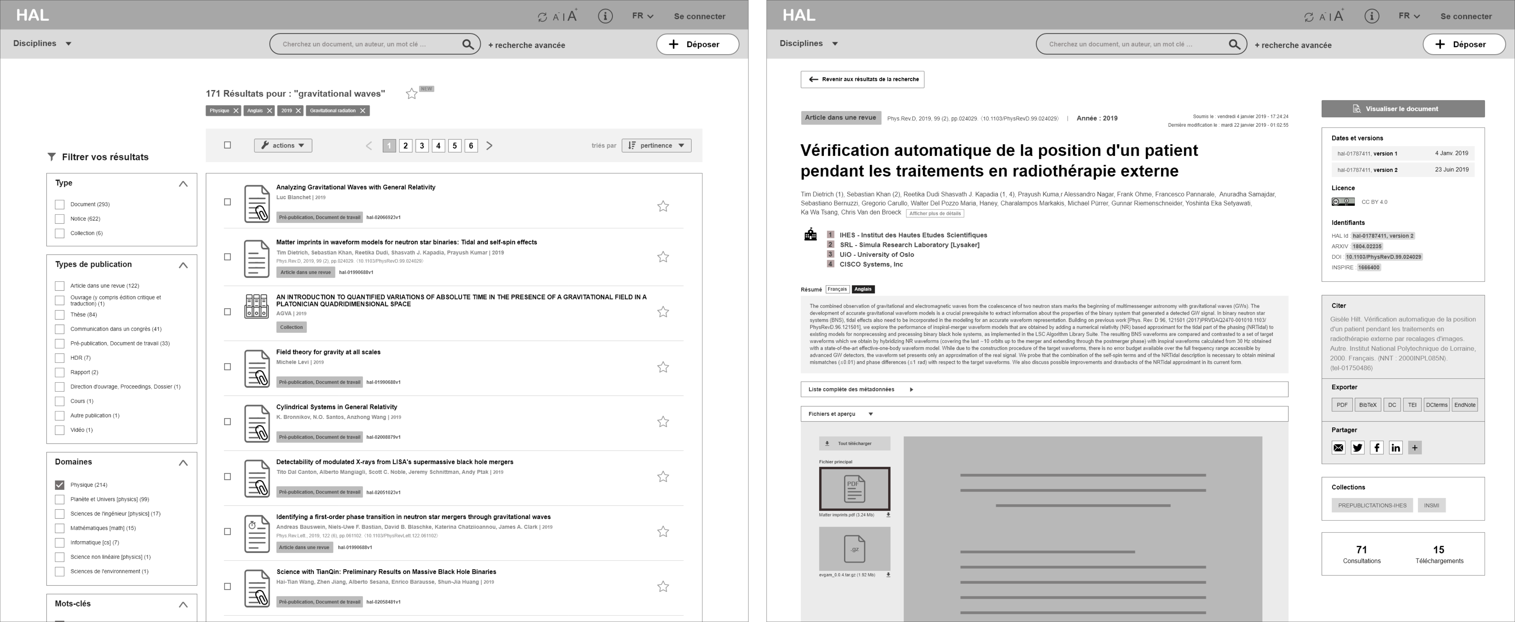 Search and consult wireframes