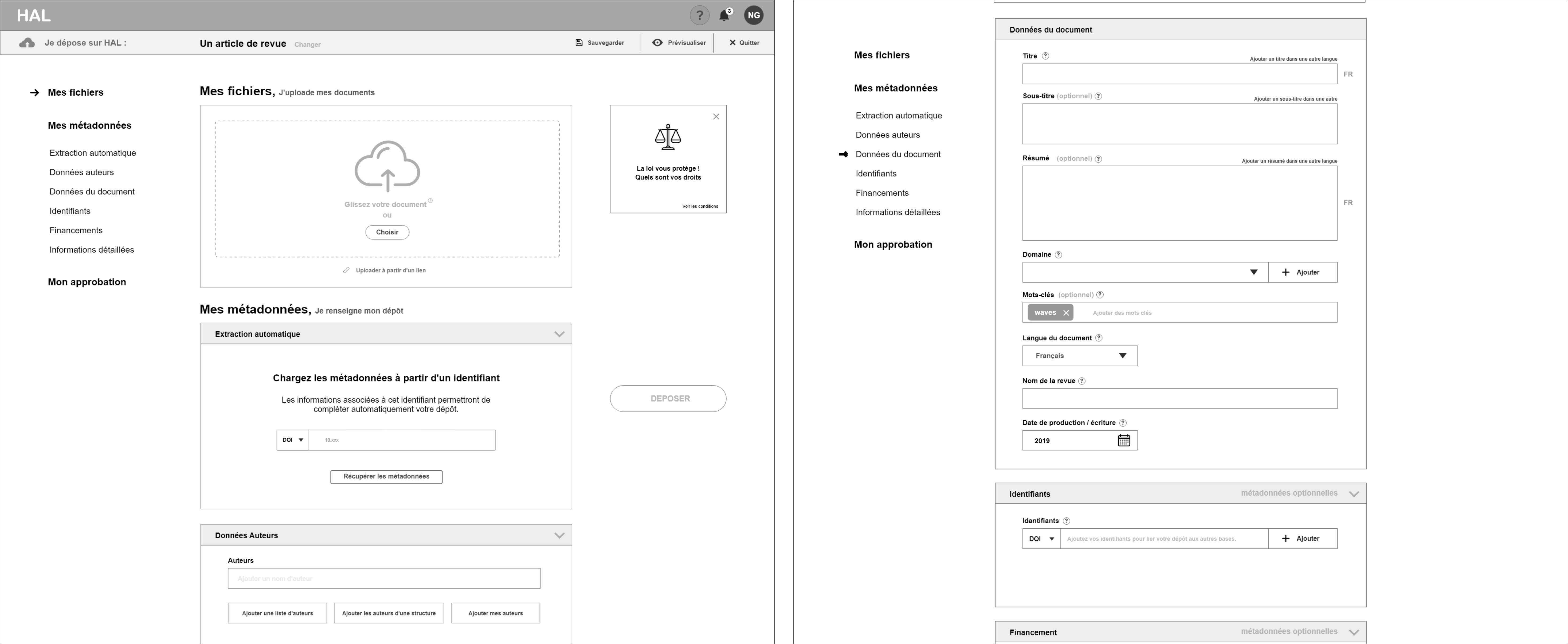 deposit wireframes