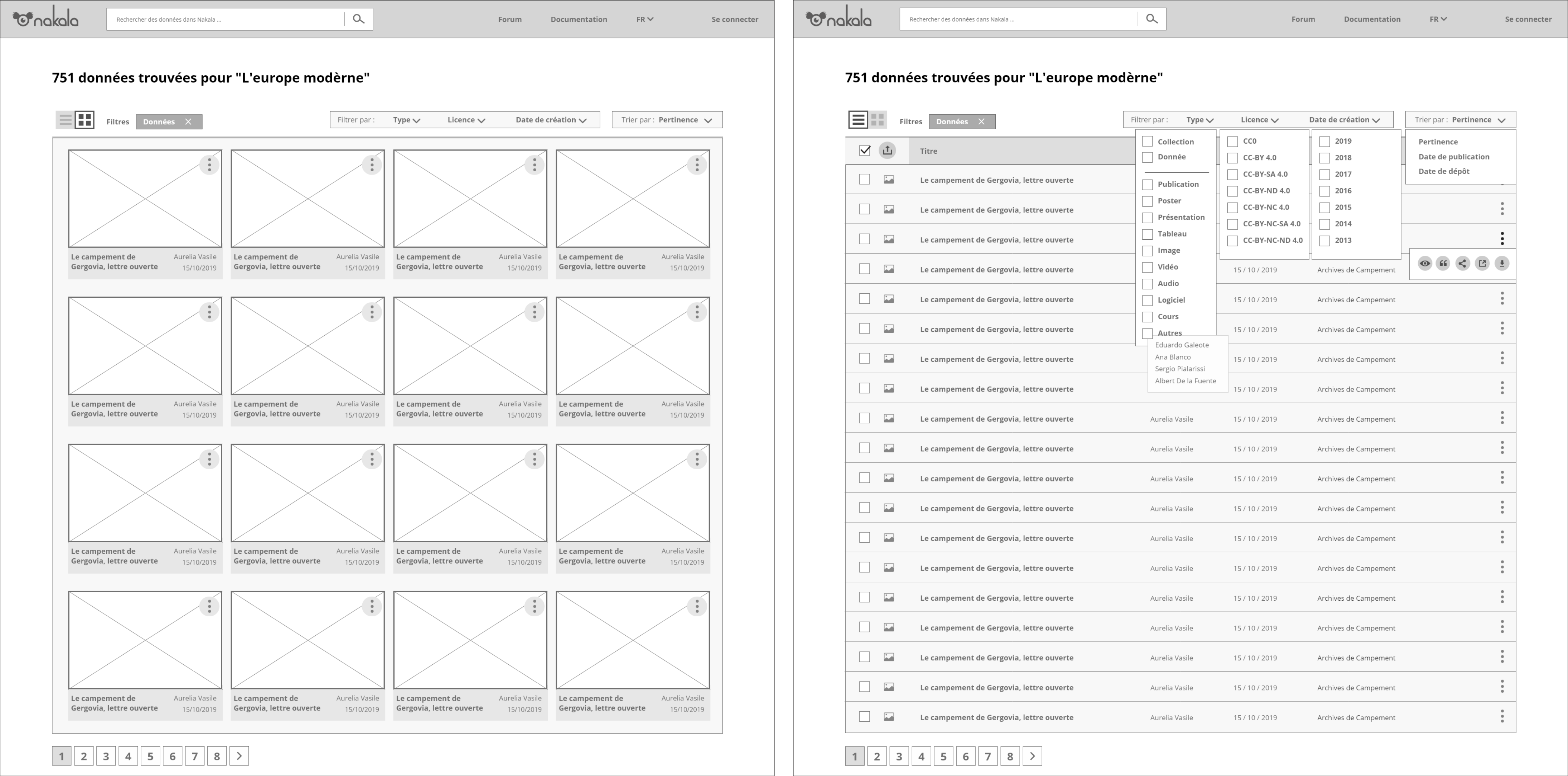 data exploration wireframes