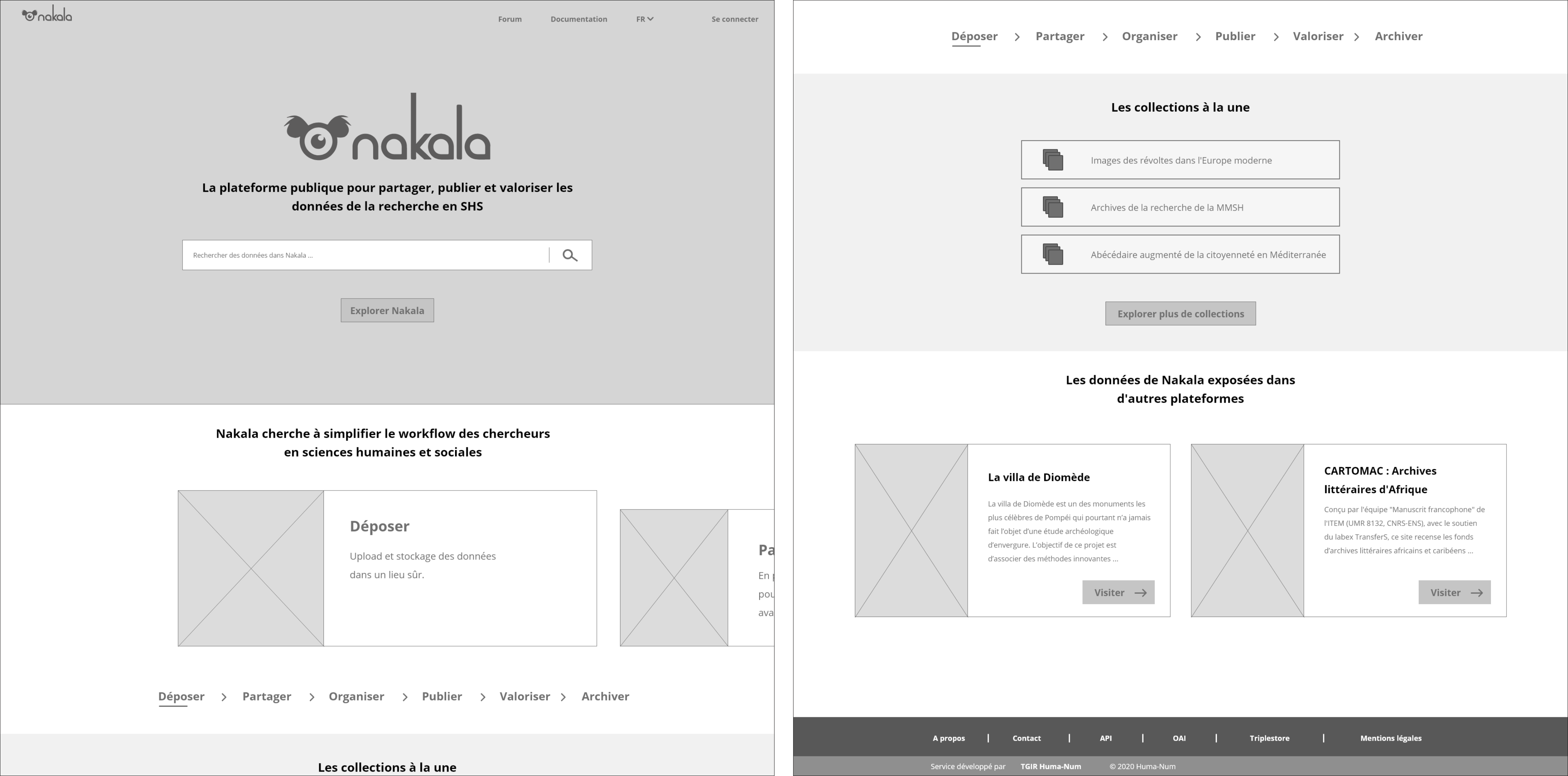 Home page wireframes